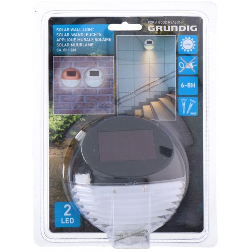 Ηλιακό φωτιστικό εξωτερικού χώρου με 2 λάμπες LED μαύρο GRUNDIG Ηλιακό φωτιστικό εξωτερικού χώρου με 2 λάμπες LED μαύρο GRUNDIG