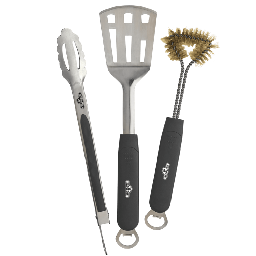 Σετ ανοξείδωτων εργαλείων ψησίματος 3τμχ με βούρτσα Napoleon