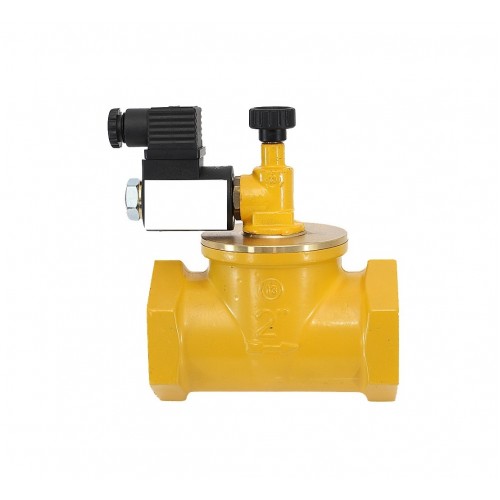 Ηλεκτροβάνα αερίου 6 bar N.O. 12V-24V-230V βαρέως τύπου 1/2 χειροκίνητης επαναφοράς ορειχάλκινη