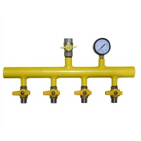 Κολεκτέρ διανομής με μανόμετρο υψηλής πίεσης 4 εξόδων Κολεκτέρ διανομής με μανόμετρο υψηλής πίεσης 4 εξόδων