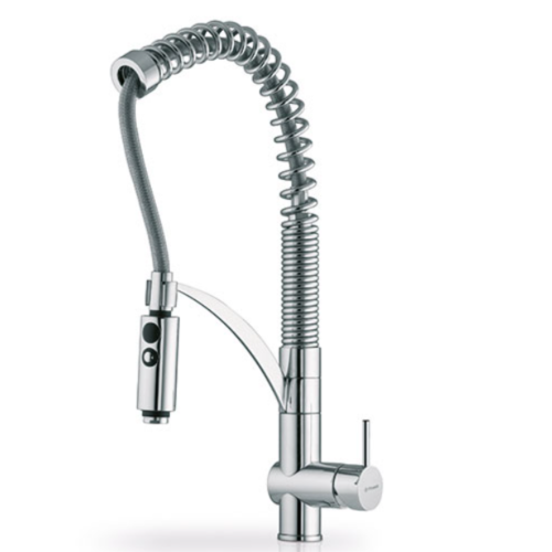 Μπαταρία κουζίνας χρωμέ με κεραμικούς δίσκους & εύκαμπτο ντους Cresento Pyramis