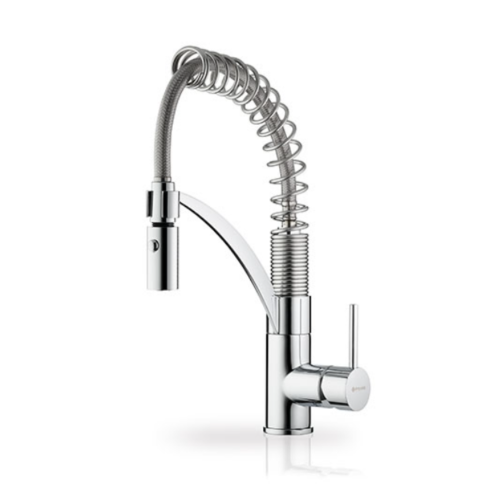 Μπαταρία κουζίνας χρωμέ με κεραμικούς δίσκους & εύκαμπτο ντους Mini Cresento Pyramis