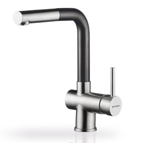 Μπαταρία κουζίνας με εκτεινόμενο ντους ανοξείδωτη μαύρη Capriccio Pyramis