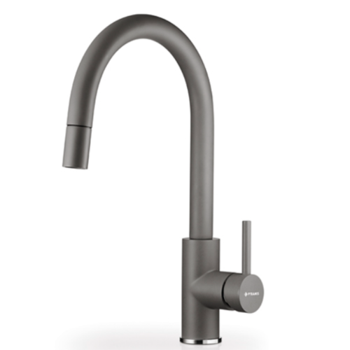 Μπαταρία κουζίνας με εκτεινόμενο ντους Iron Grey Verismo Pyragranite Pyramis