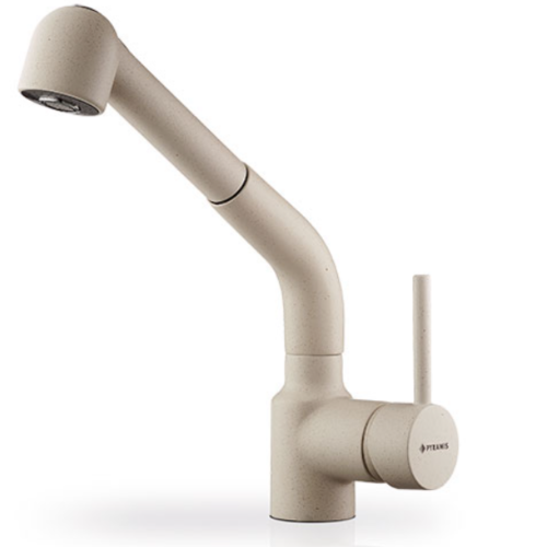 Μπαταρία κουζίνας με εκτεινόμενο ντους Dark Beige Balata Pyramis