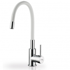 Μπαταρία κουζίνας λευκό ντους με κεραμικούς δίσκους & εύκαμπτο ντους από σιλικόνη Aurelia Pyramis