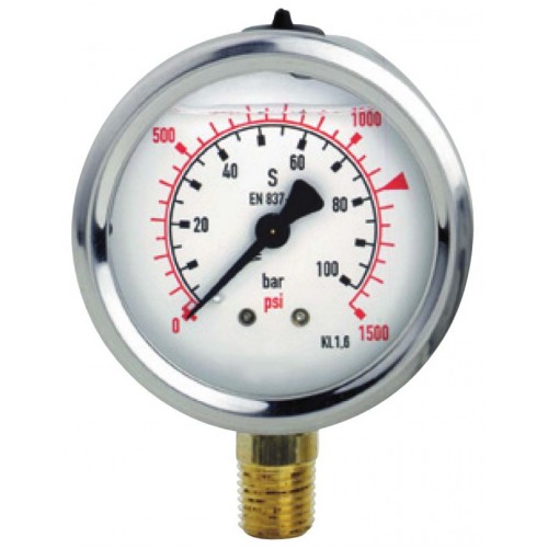 Μανόμετρο υψηλής πίεσης με γλυκερίνη Ø63 1/4 4bar