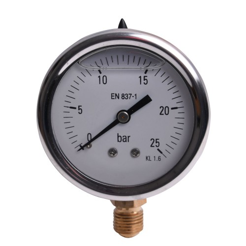 Μανόμετρο υψηλής πίεσης με γλυκερίνη Ø63 1/4 25bar