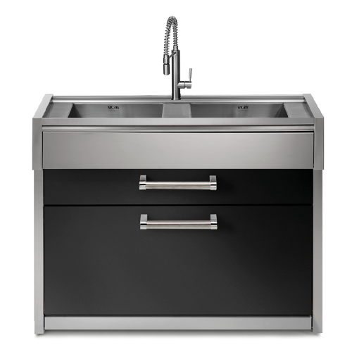 Μονάδα διπλού νεροχύτη 120cm με δύο συρτάρια μαύρα SWING G12C-L2-AN Steel