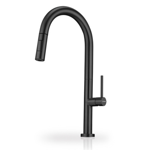 Μπαταρία κουζίνας με εκτεινόμενο ντους μαύρη ματ Lynette Pyramis